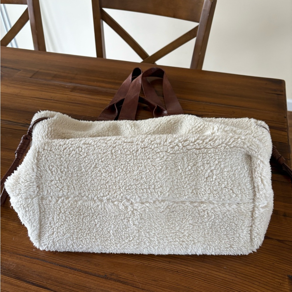 Cozy White and Brown Tote Bag - Picture 4 of 4